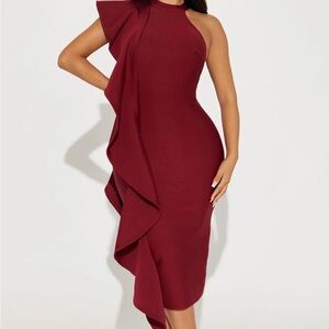 Elegant Red Ruffle Dress